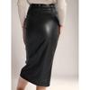 2025 Spring/Summer Women's PU High-Waisted Zipper Ruffle Skirt - European & American Sexy Fit