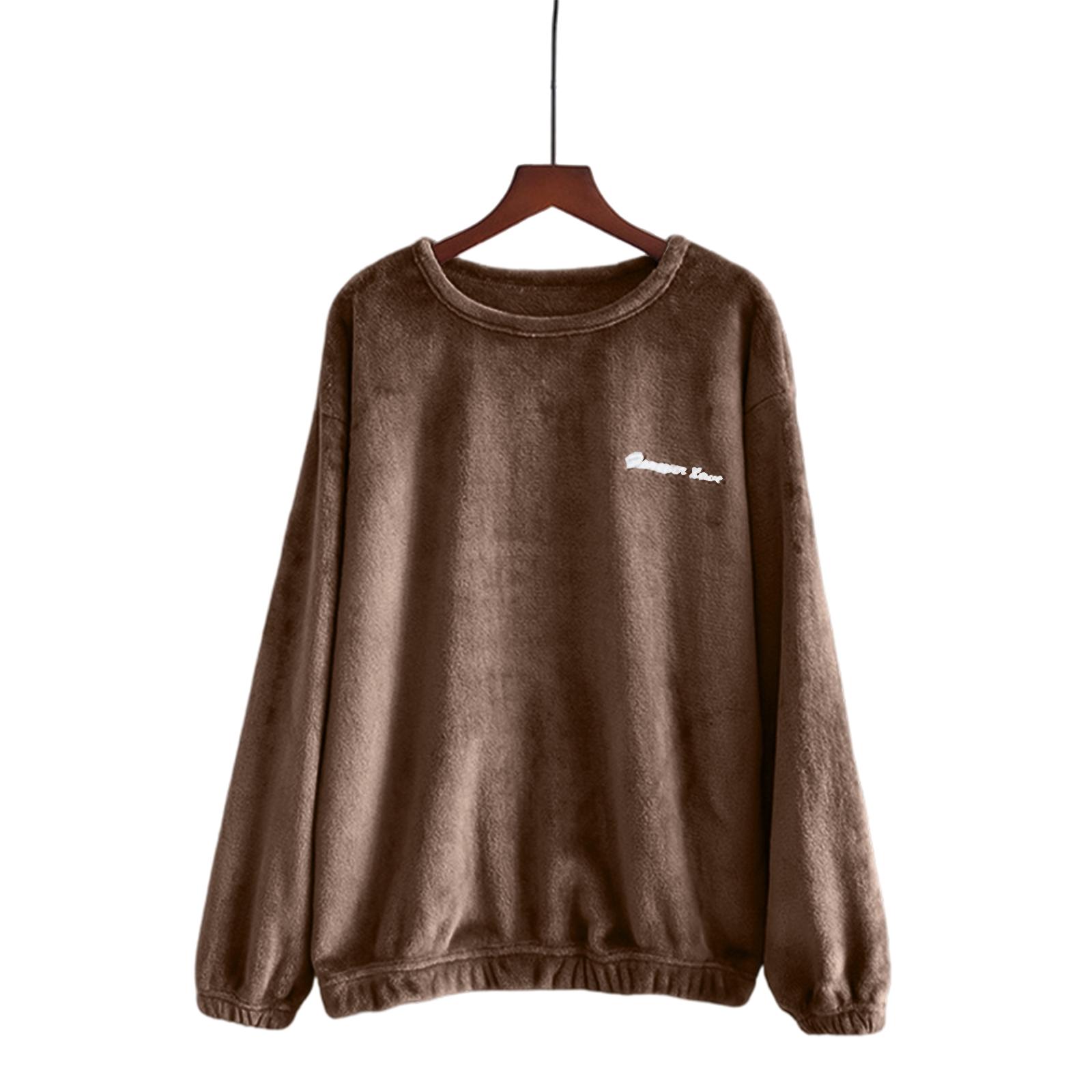 Women s Fashion Line And Thickened Pullover Long Sleeve Pajamas L коричневый 1550₽