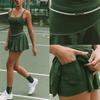 Womens Tennis Skort Set With Built-in Bra Top Pleated Skirt Badminton Volleyball Sport Wear