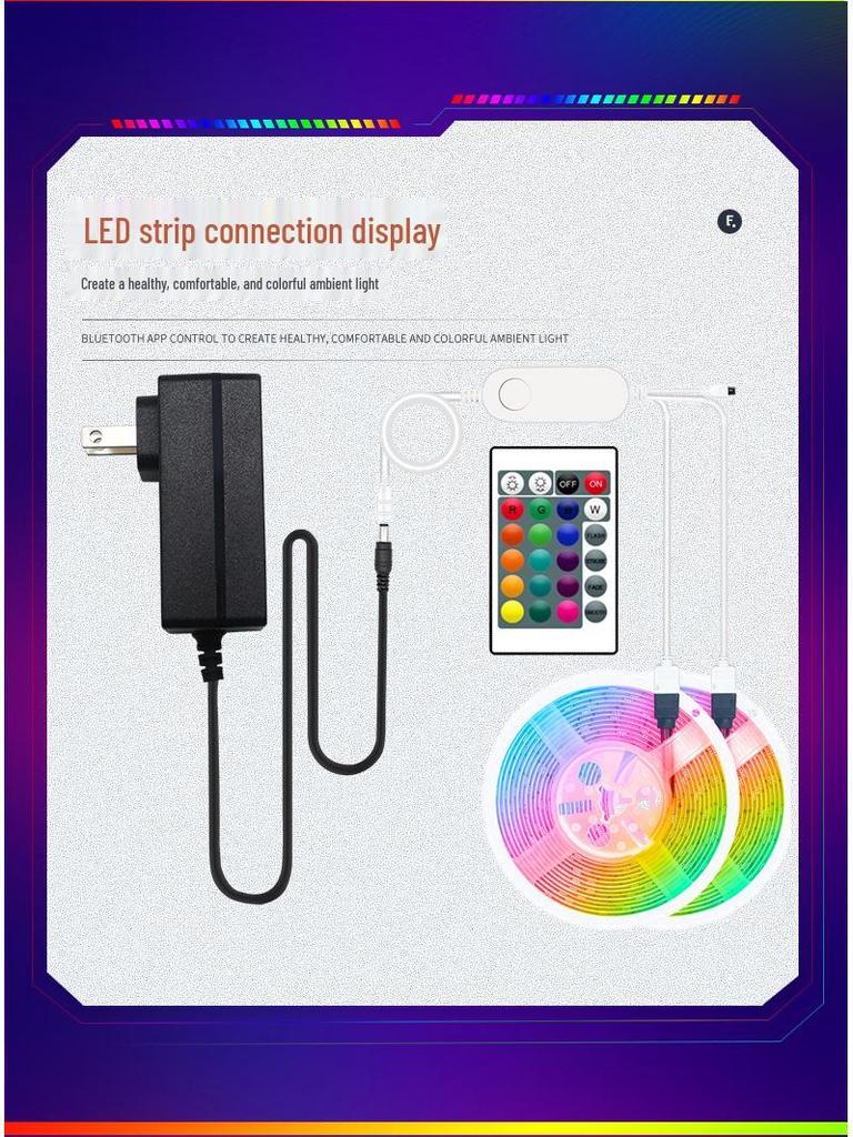 Tuya WiFi Smart 5050 RGB Light Strip Kit with 24-Key Remote & 2835 Seven-Color Ambient Lighting