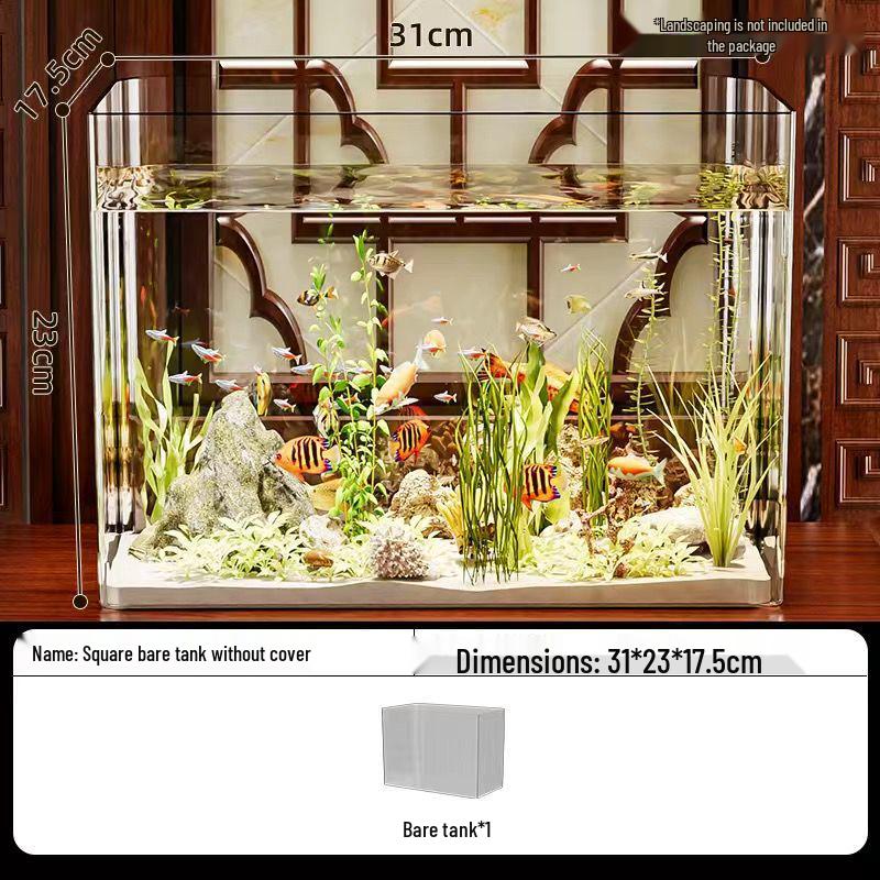 Transparent Plastic Desktop Aquarium: Small Ecological Fish Tank for Goldfish, Ideal for Living Room or Table Landscaping