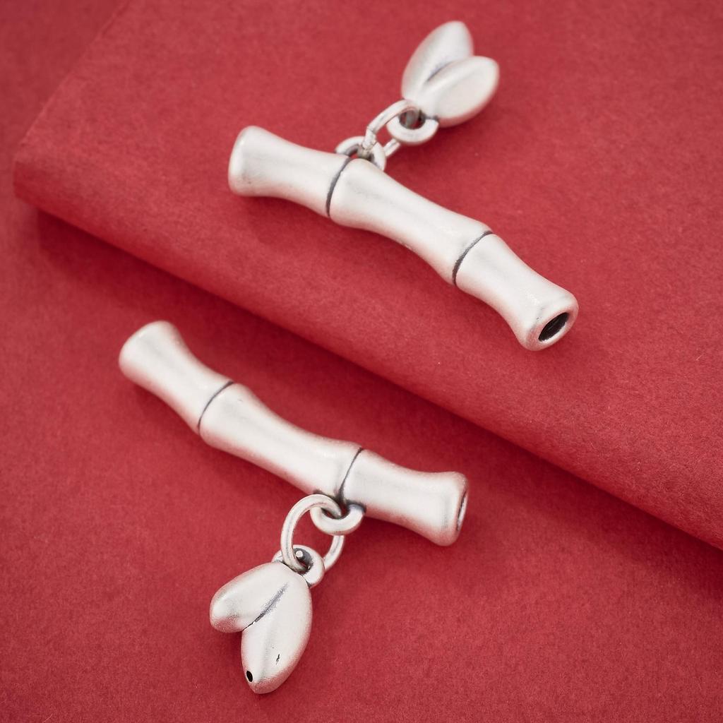 S999 Sterling Silver Bamboo Joint Tube Fittings for DIY Braided Rope Necklaces and Bracelets