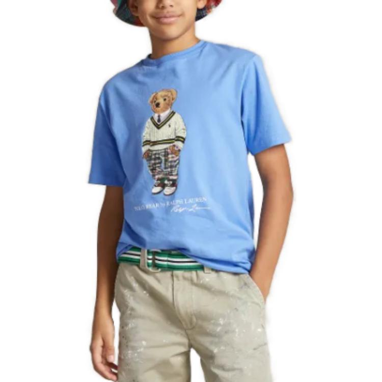 Polo Ralph Lauren T-Shirt Ss23 Plain Knit Short Sleeve Kids Tops Blue CWPOTSHY8020527-400