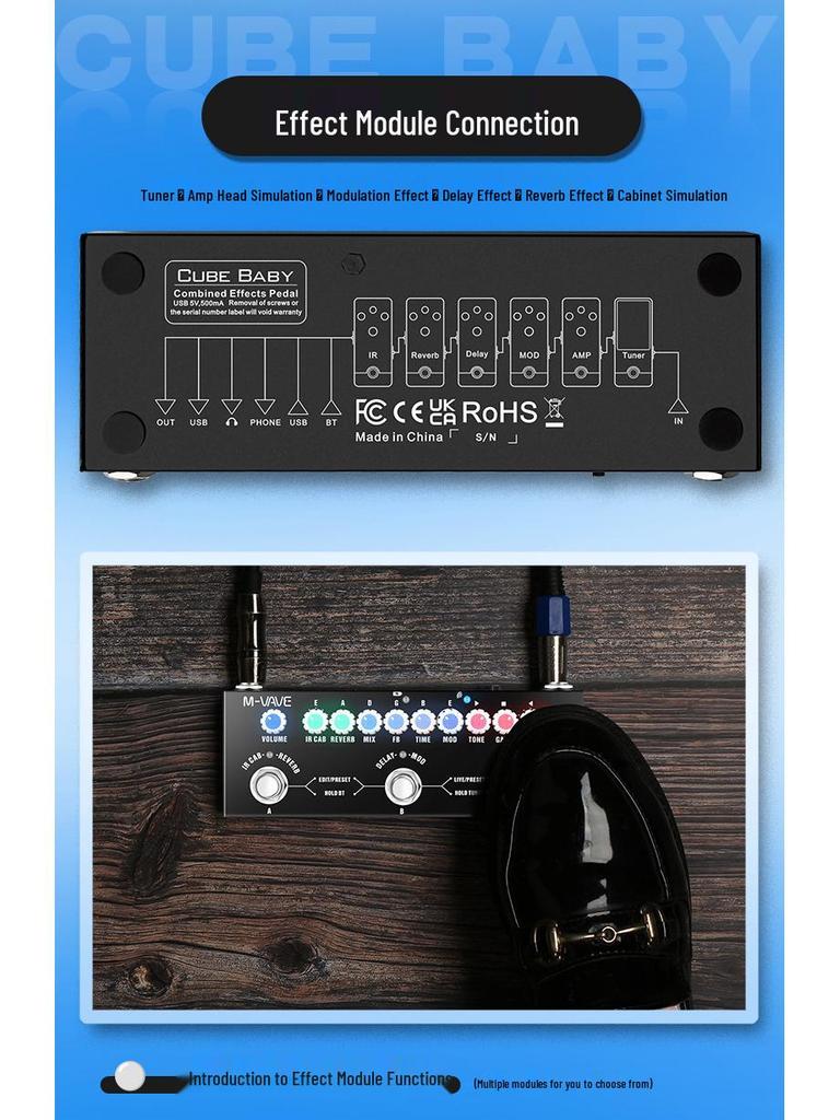 M-VAVE Cube Baby Multifunktionales E-Gitarren-Effektpedal - Trendiger Mini-Bestseller für Rockgitarristen