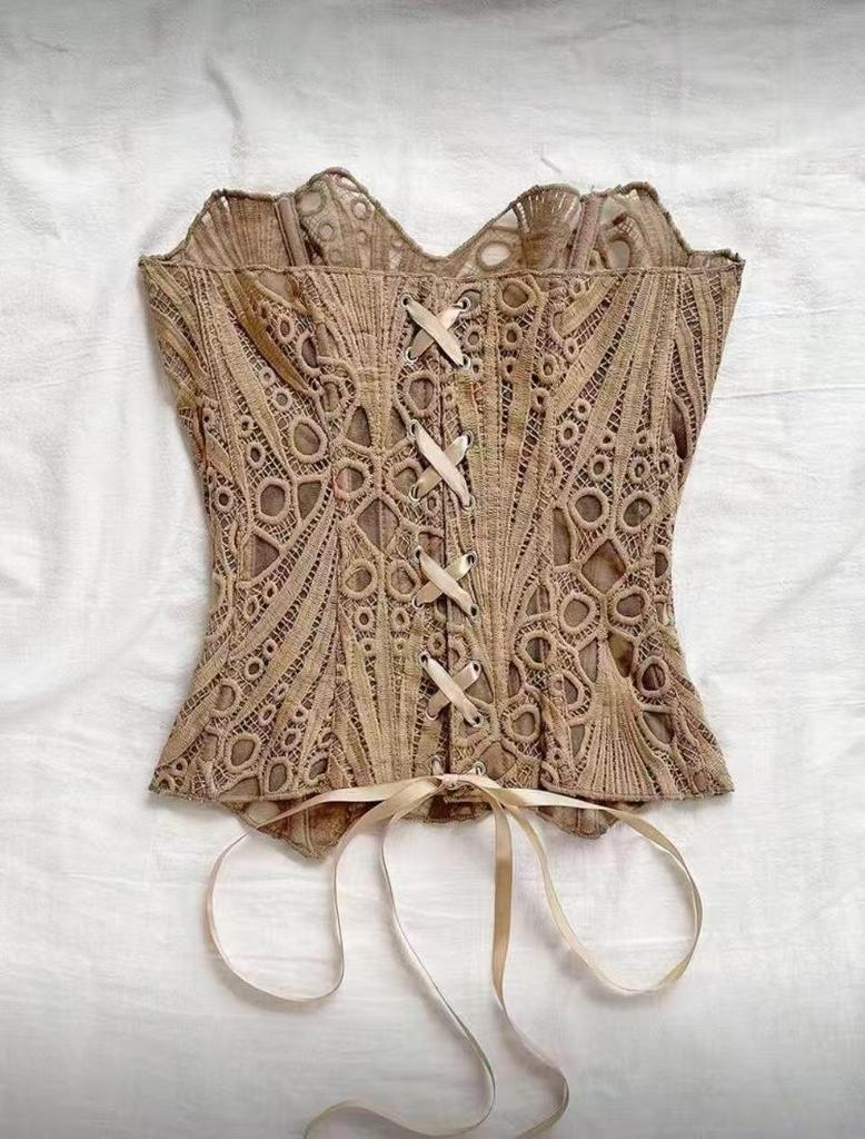 European Royal Court Style Lace Bustier - Body Shaping Mesh Top