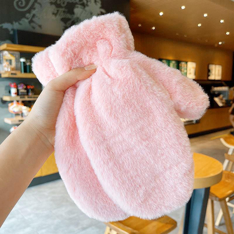 Thicken Plush Soft Winter Fingerless Gloves Women WarmFur Fuzzy Mittens Cold Protection Velvet lining Outdoor Fluffy Gloves