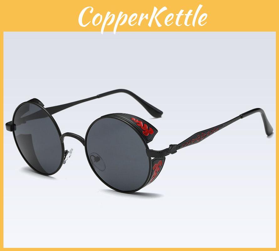 Elegant Polarized Vintage Round Steampunk Sunglasses With Superior Uv Protection