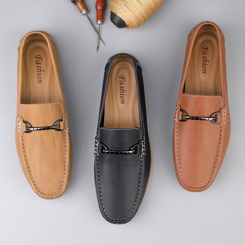 Fashion Genuine Leather Mens Loafers Handmade Casual Driving Flats Slip-on Shoes Luxury Comfy Moccasins New Luxury Male Business Shoes