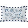 Coquette Blue Bow Coastal Throw Pillow Cover 12x20, Seashell Ocean Beachy Room Decor, Trendy Indoor Outdoor Lumbar Pillow Cover, Preppy Girls Room