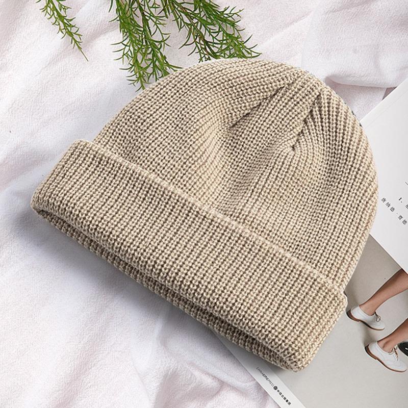 Autumn and winter versatile knitted melon fur hat solid color knitted hat warm damp wool hat