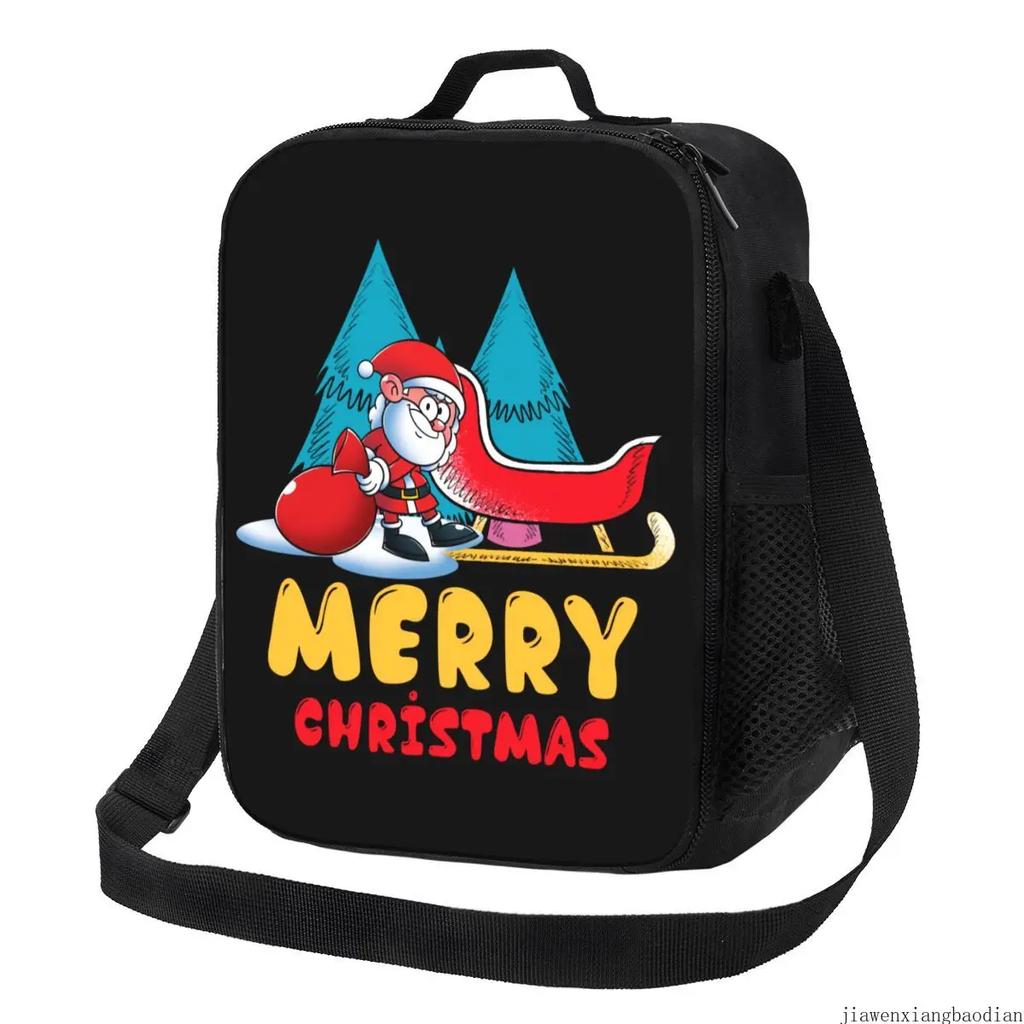 Cartoon Weihnachtsmann Isolierte Lunchtaschen für Schule Büro Frohe Weihnachten Snowboarden Auslaufsichere Kühltasche Thermische Bento-Box