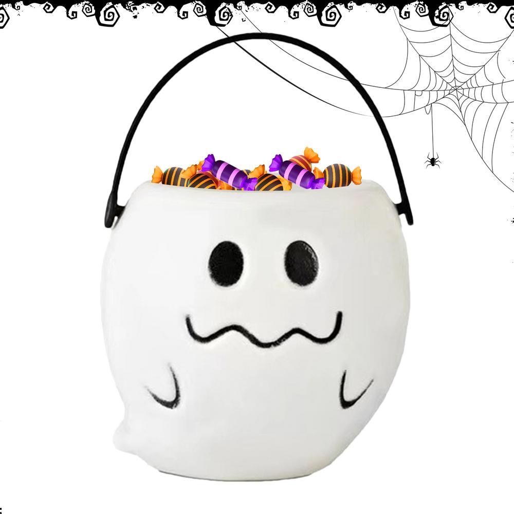 Halloween Treat Buckets Pumpkin Ghost Candy Jar Lightweight Pumpkin Ghost Candy Jar Reusable Pumpkin Ghost Goodie Holder For