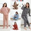 Herbst Winter Verdicktes Warmes Set Korallenfleece Pyjama Lange Hose Mode Lässig Rosa Langärmelige Loungewear Draußen Einfarbig