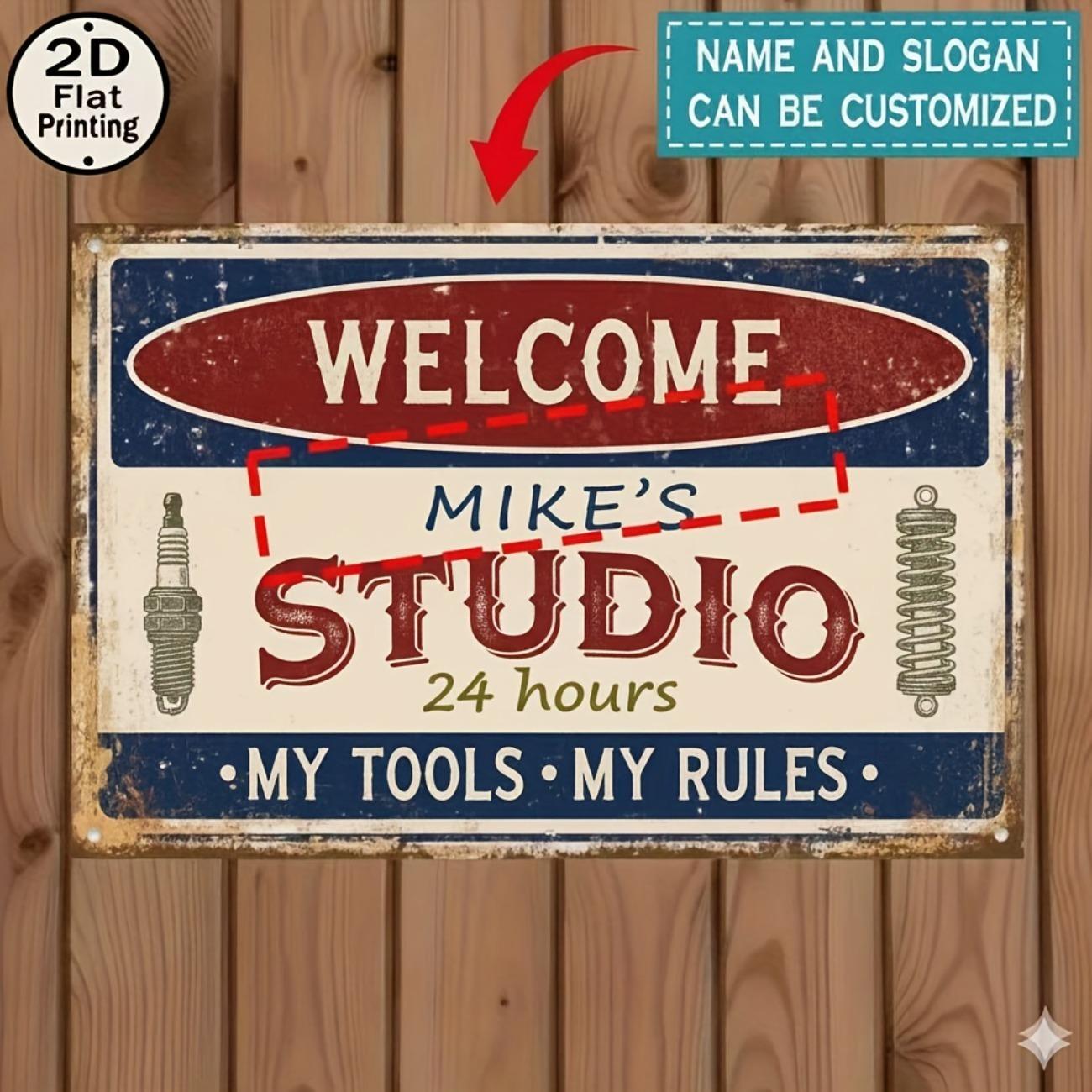 

Personalized Custom Logo Metal Sign Vintage Wall Decor Garage Man Cave Gift белый