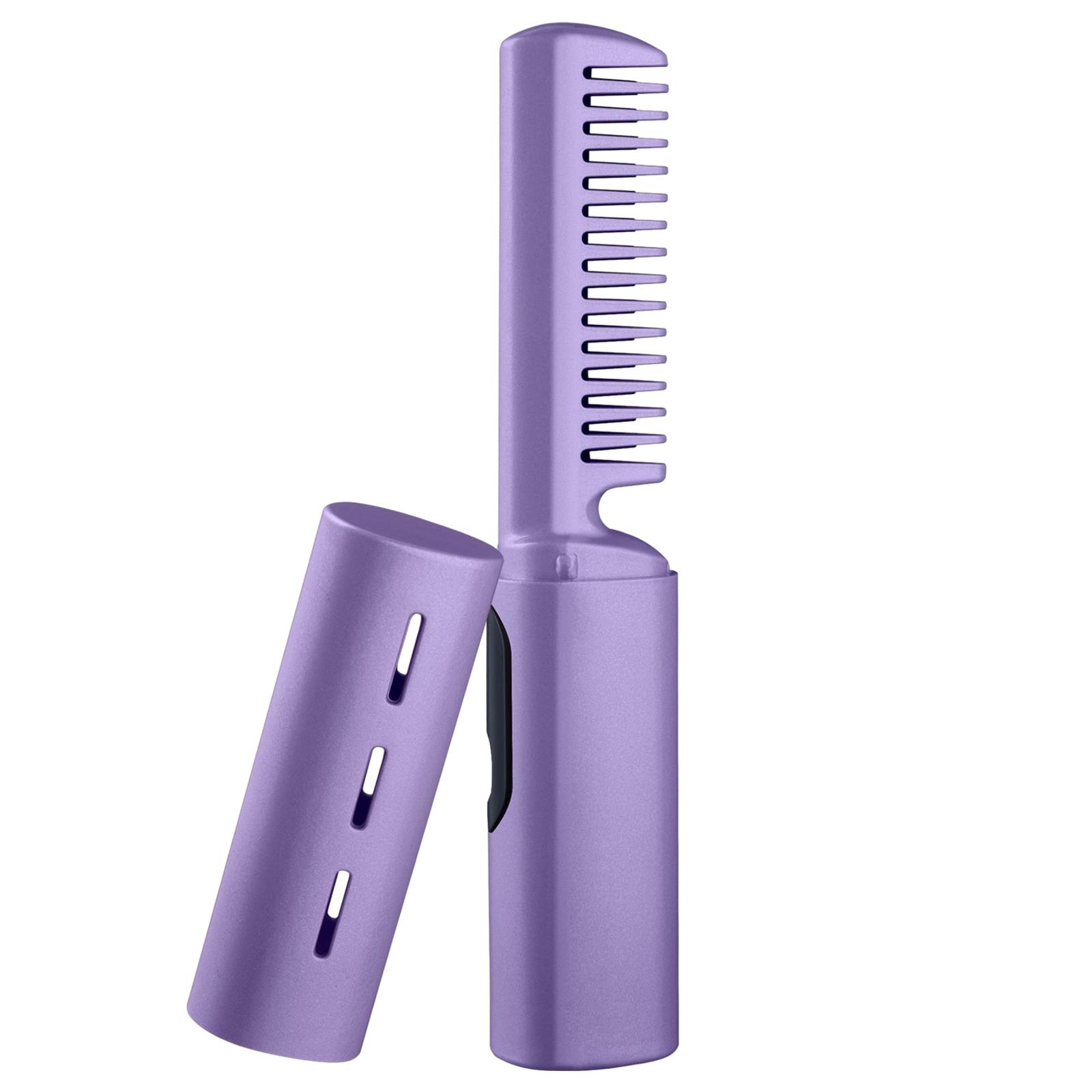 

Hair Straightener Brush Styling Comb Dual Purpose Multifunctional with 3 Adjustable Temperatures Setting Hair Styling for Beauty фиолетовый
