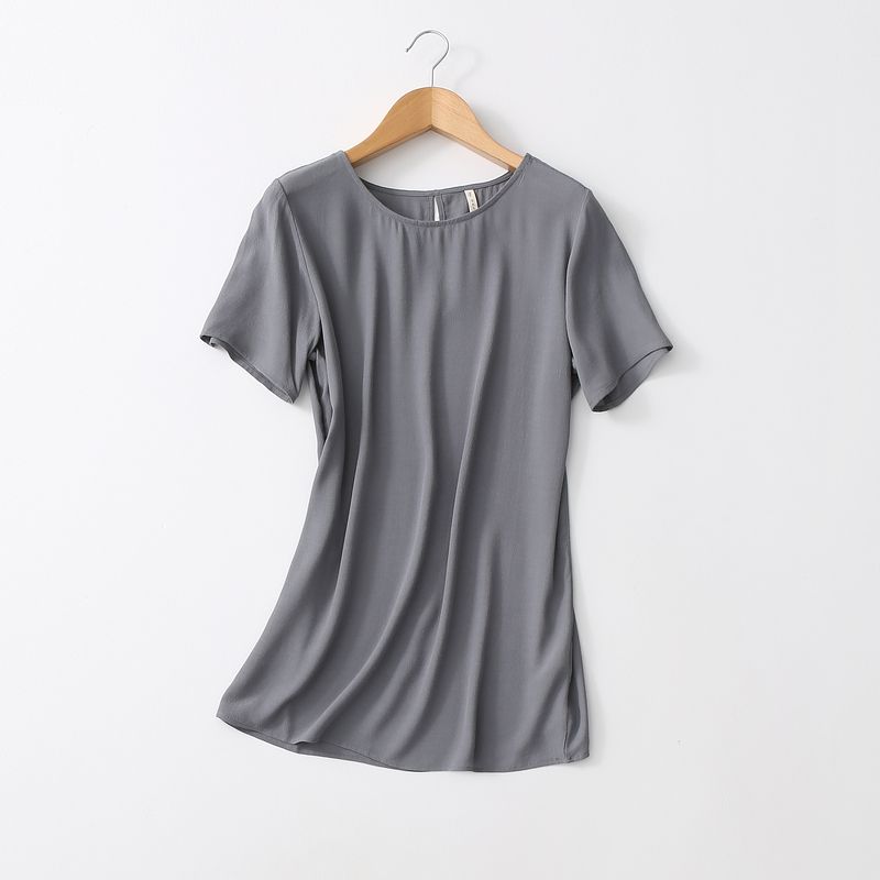 

Export Foreign Trade Original Order Pure Color All-Matching Loose T-shirt Short Sleeve Rayon Viscose Tops Export Plus Size Women s Clothing Grey European code-XL (Bust size 112)
