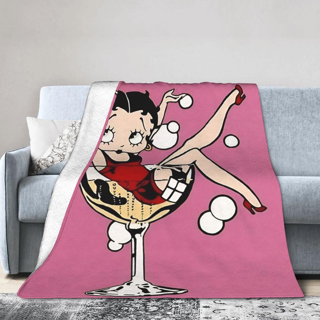 B-Bettys Boops Blanket  Super Warm Pattern Plush Throw Blanket For Boy Girl Bedroom Flannel Bedspread Bed Cover