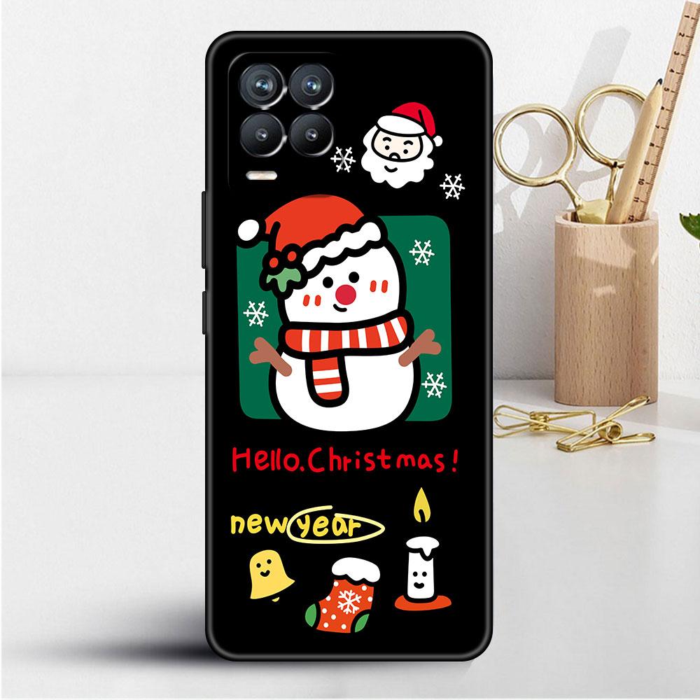 Coque pour Realme 8 C21y GT Neo 2 3 8i C21 7 C11 6 C12 C35 C3 GT 9 Pro C12 Master Funda Housse de Téléphone Bonhomme de Neige Noël Mignon