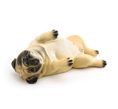Nekogamiyama Mops Śpiący Brzuchem do góry, Beżowy, Miniaturowa Figurka, Ornament, Model, Dekoracja Wnętrz, Model Kolekcjonerski