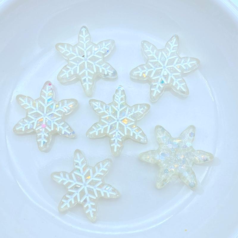 10/20Pcs New Resin Cute Mixed Mini Snowflake Flat Back Cabochon Scrapbooking Hair Bow Center Embellishments DIY Accessories L09