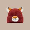 Cappello in Maglia Arancione a Volpe con Orecchie da Cartone Animato per Calore Invernale e Stile Casual