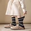 Women's Warm Color Block Striped Mid-Calf Sleep Socks - Autumn/Winter Terry Thick Anti-Cold Socks