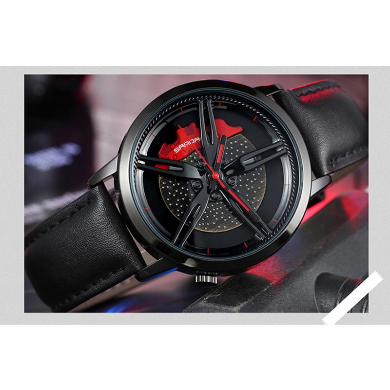 SANDA Modetrend Hohlzifferblatt Herrenuhr Schüler Auto Rad Wasserdicht Konzept Kreative Uhr