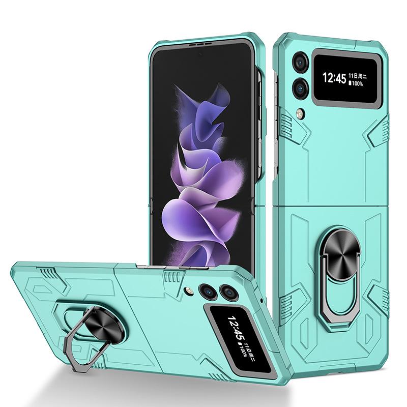 Applicable to Samsung Z Flip3 Folding Mobile Phone Case Fold2/3 Mecha Ring Holder Car Magnetic Suction Huawei P50