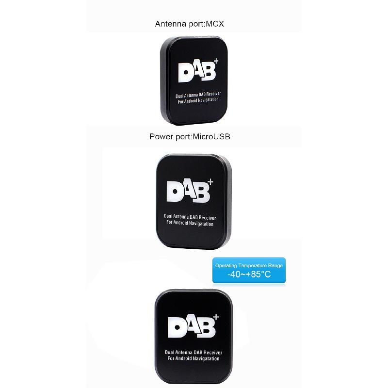 Car Digital Dab+Adapter Tuner Dualantennas Audio Radio Box Usb Receiver Antenna