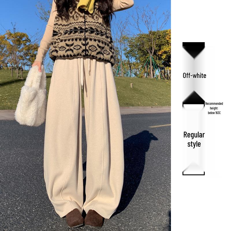 

Coffee Glutinous Rice Wide-Leg Pants: Women s Autumn/Winter 2025 High-Waisted Loose Velvet-Slimming Banana Scimitar Design. S