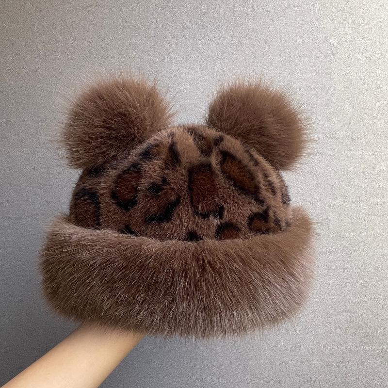 Women's Faux Mink Fur Winter Fisherman Hat - Ethnic Style, Windproof, Warm, Ear Protection, Versatile Plush Mongolian Design