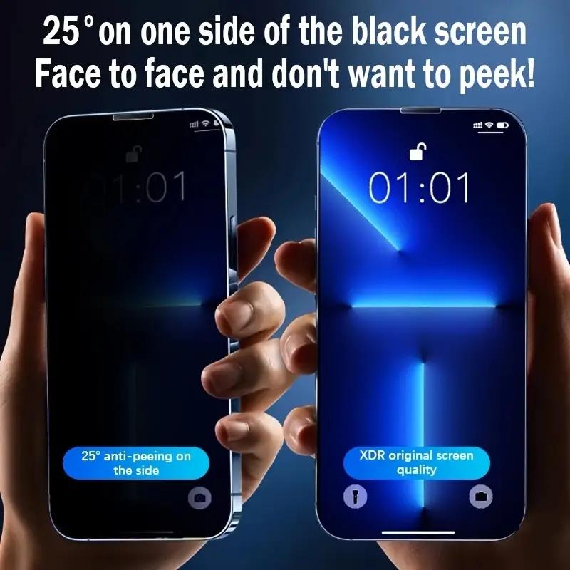 2pcs Full Cover Privacy Screen Protector For iPhone 15 14 13 12 11 Pro Max Mini X XR XS Max 7 8 Plus SE 3 2 Protective Anti-spy Tempered Glass