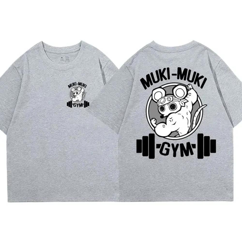 Anime Demon Slayer Uzui Tengen Print T-shirts Unisex Funny Ninja Mice Muki Muki Gym T Shirt Muscular Mouse Oversized 72453