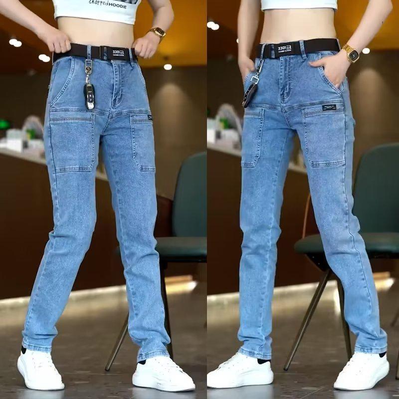 

Mid-High Waist Straight-Leg Japanese Jeans - Trendy Summer Fashion for Men 30 (55-60 kg) світло-синій колір