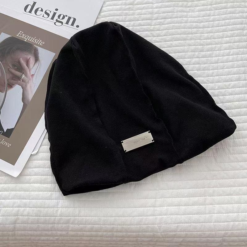 Korean Style Face-Slimming Solid Color Influencer Slouchy Beanie - Versatile Fashion Hat for Women with Large Head Circumference