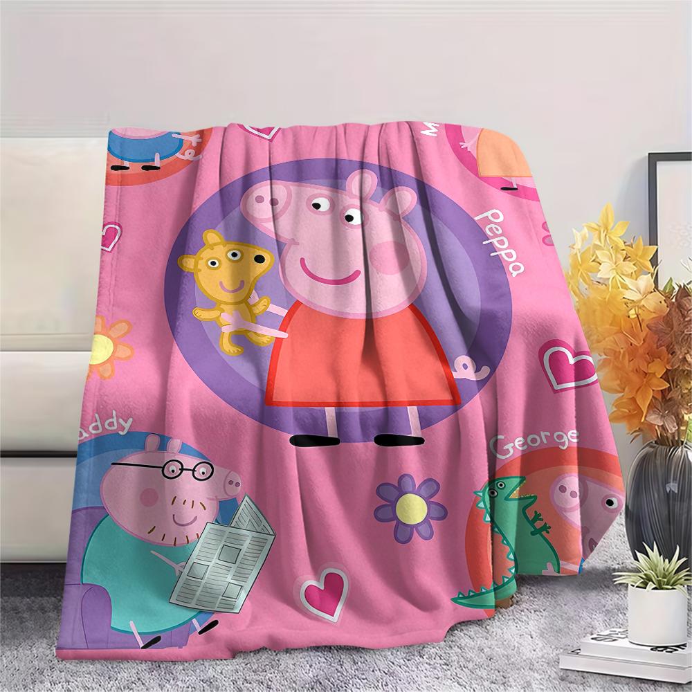 1Pc Pink Pig Cartoon Print Flannel Blanket, High quality Comfortable for All Seasons, Home Decor, Warmth and Comfort, Perfect for Gifts