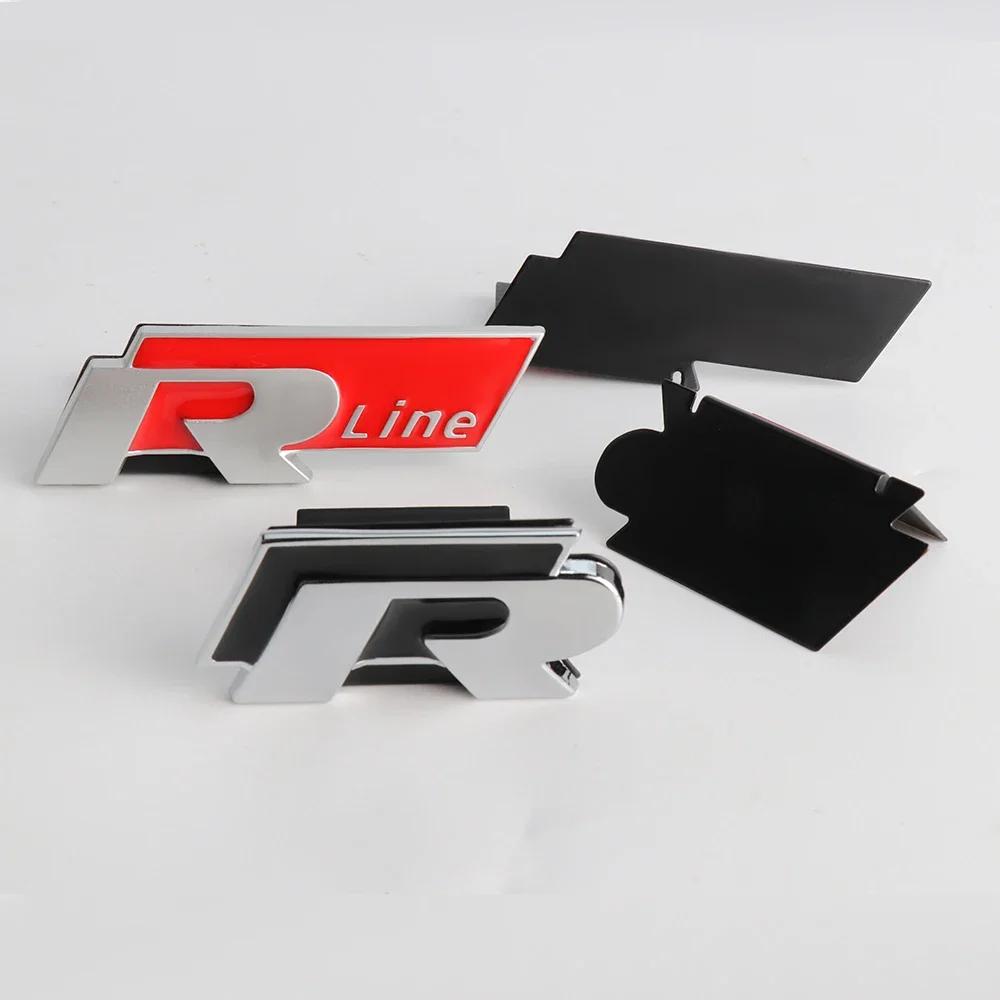 RUNTB1 1pc 3D Metal Car Front Grille Emblem Side Rear Trunk Badge Sticker for VW Rline R Logo Polo Passat B5 B7 Golf 8 7 Jetta Touareg
