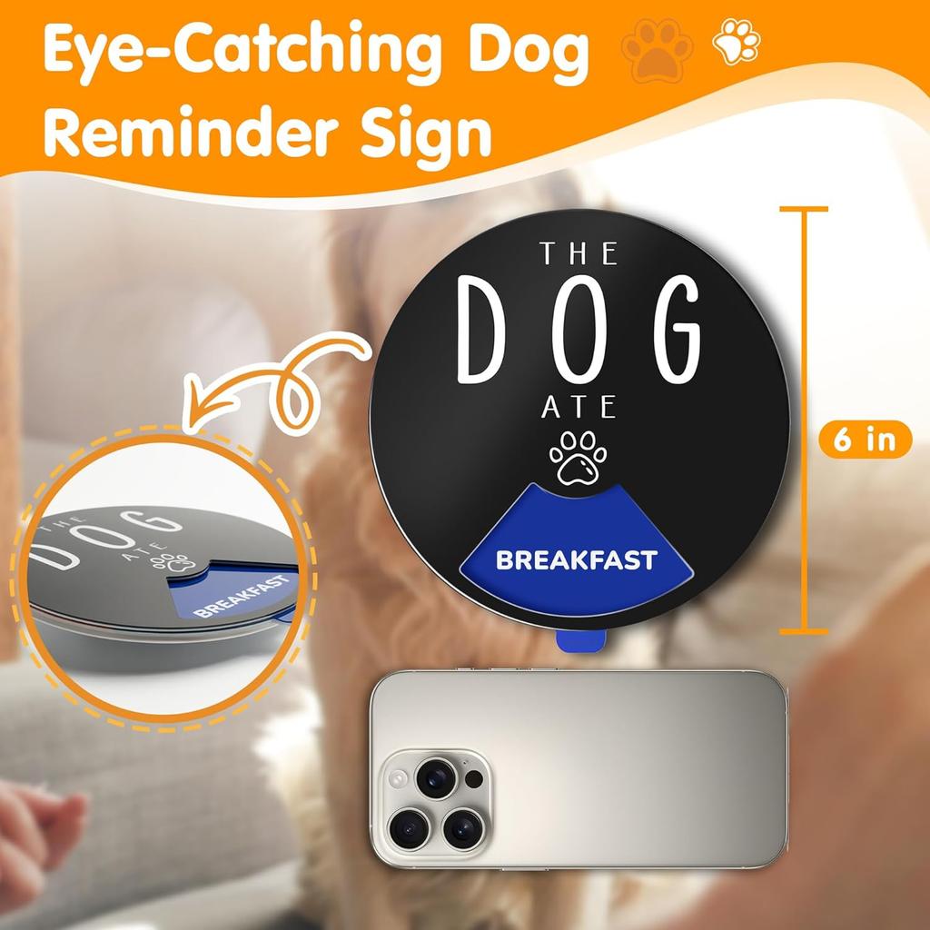 Dog Fed Sign - Dog Feeding Status Spinner with 3 Meals Marked, Did You Feed The Pet Tracker, Pet Feeding Reminder with Double Sided Tape for Fridge,
