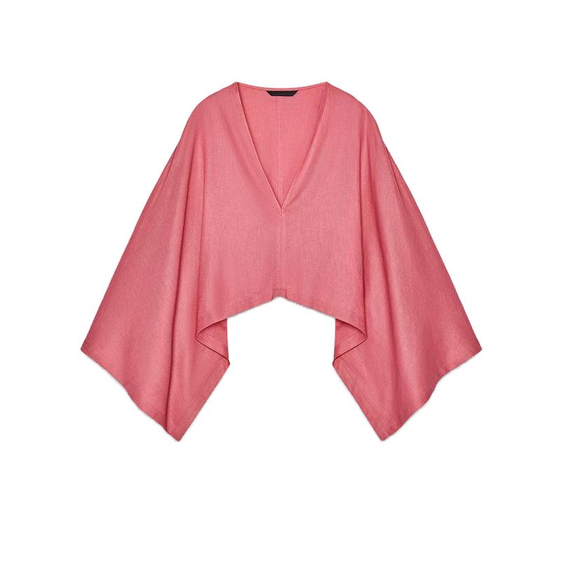 

Асимметричное пальто-кимоно из смесового льна 5427771 5427772 Свободные брюки 5427419 Rose Red Tops M