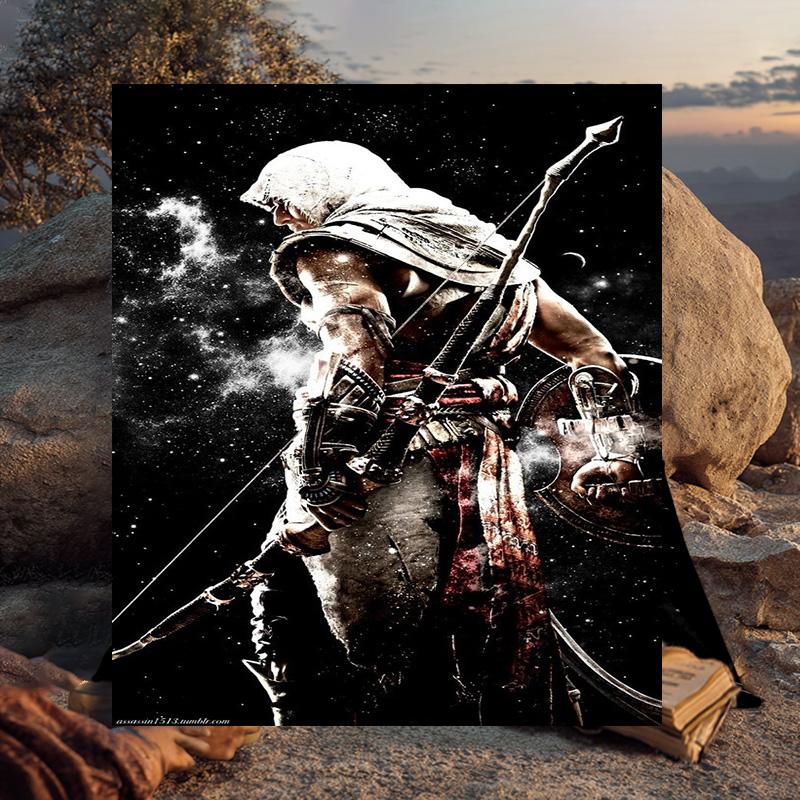 1PC Assass Warrior Flannel Blanket Gift, Suitable for Both Men And Women, Soft Ideal for Beds And Sofa, Birthday Or Christmas Gift