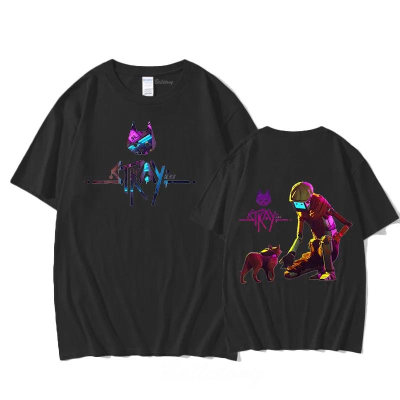 2025 Cute Stray Cat Tshirt Cartoon Printing Mens Harajuku Kawaii Cotton Tshirt Cartoon Casual Retro Sudaderas Comic Suit L