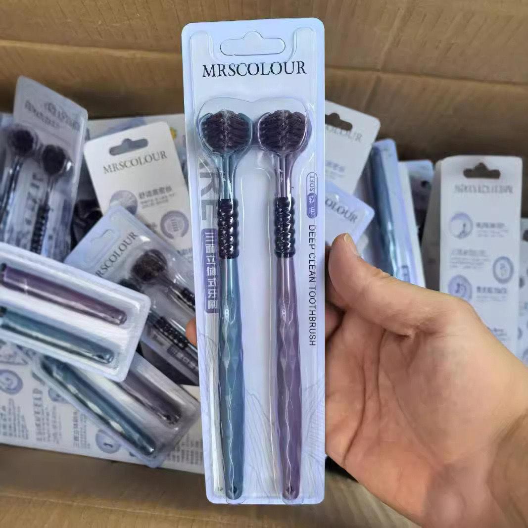 

Набор из 2 зубных щеток с ультрамягкой щетиной для взрослых - трехсторонние для глубокой чистки и здоровья десен, ручные зубные щетки в подарочной коробке 2 pcs/set