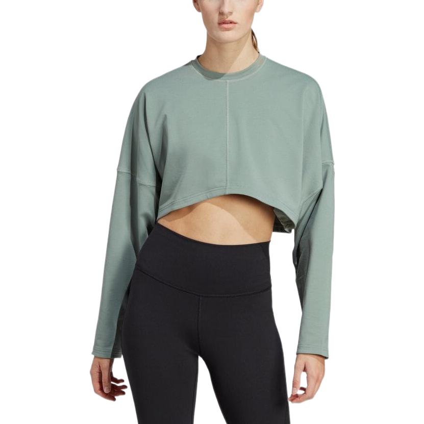 adidas Sweatshirts Women's Silver Green Crew Neck Moderate Regular HR5086