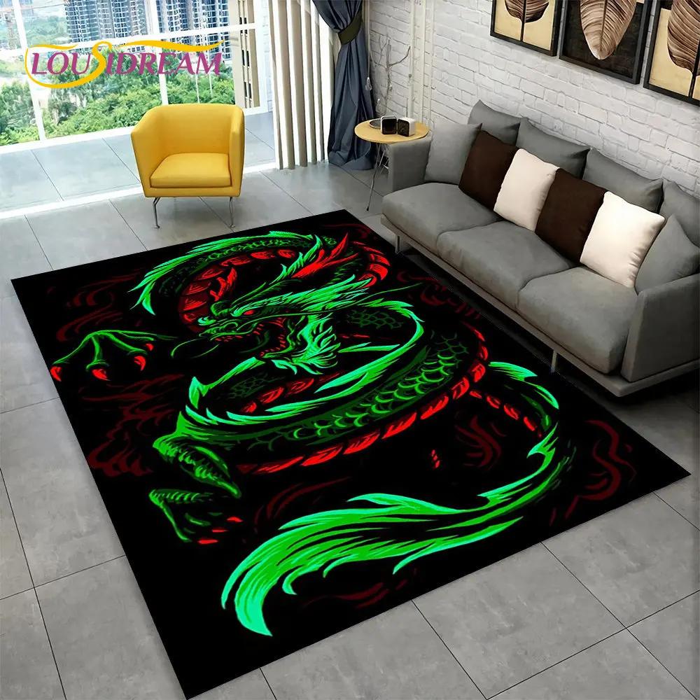 Duży dywanik z motywem smoka z kreskówek, dywanik do salonu, sypialni, sofy, wycieraczka, dekoracja kuchni, dzieci bawią się antypoślizgową matą podłogową