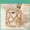 Elegant Double-layer Heart Scarf Ring Smooth Alloy Design For Women In Gold And Rose Gold