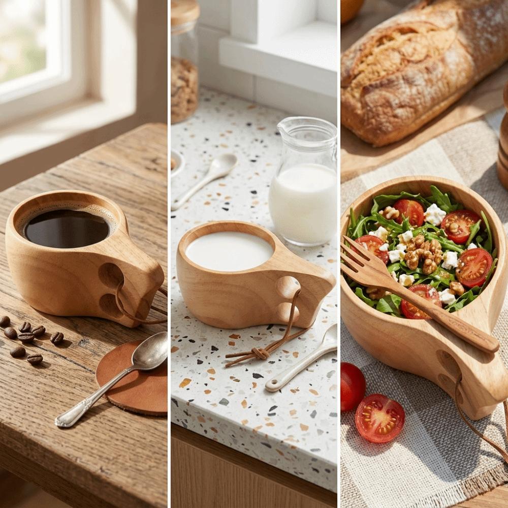Smooth Salad  Mug Built In Side Handle Coffee Mug Practical Milk Cup  Salad Serving