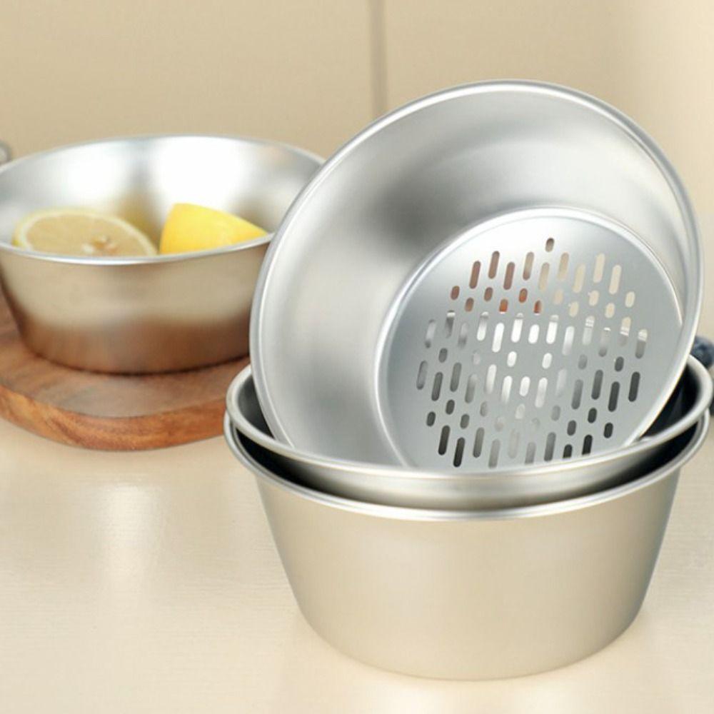 2Pcs/Set Stackable Rice Colander Rust-proof Kitchen Drainage Bowl  Prepare The Food