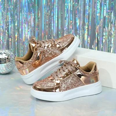 Dicksohlige Pailletten trendige modische Board-Schuhe erhöhte lässige Sportschuhe atmungsaktiv leichtgewichtige Sohle Paar Schuhe