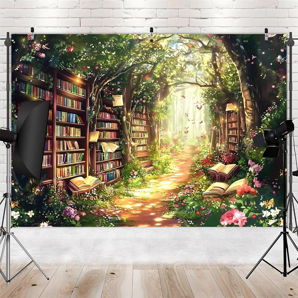2D plane 1 piece magical fairy forest library background suitable for birthdays weddings parties
