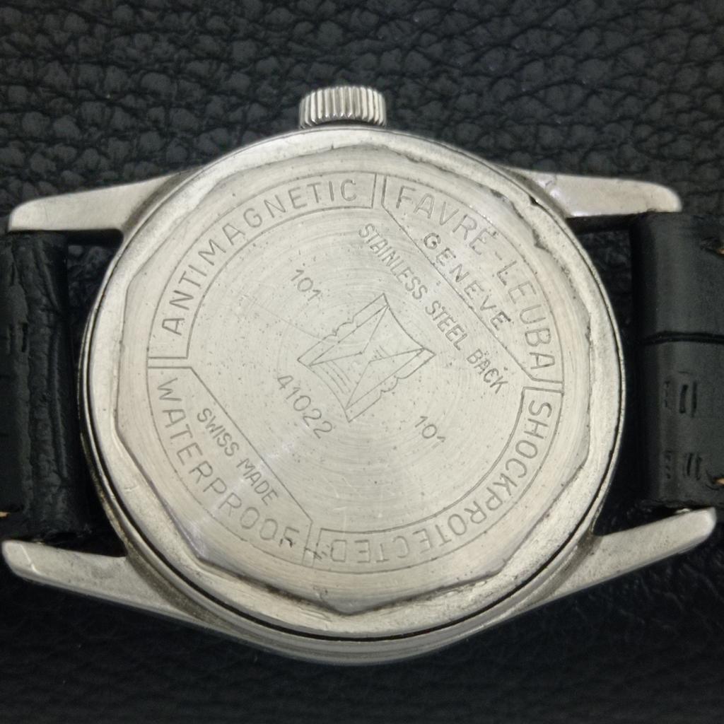 HAND-WINDING VINTAGE FAVRE LEUBA 111 SEA KING SWISS MENS BLACK WATCH a703003-1